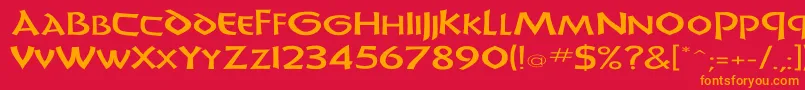 フォントUnciadisEx – 赤い背景にオレンジの文字