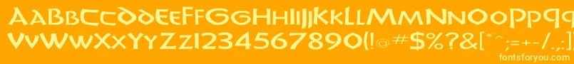 Fonte UnciadisEx – fontes amarelas em um fundo laranja