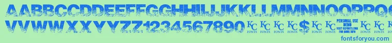 ScorchedearthdemoKcfonts-Schriftart – Blaue Schriften auf grünem Hintergrund