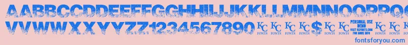 ScorchedearthdemoKcfonts-Schriftart – Blaue Schriften auf rosa Hintergrund