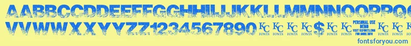 ScorchedearthdemoKcfonts Font – Blue Fonts on Yellow Background