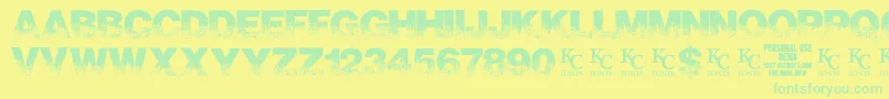 ScorchedearthdemoKcfonts Font – Green Fonts on Yellow Background