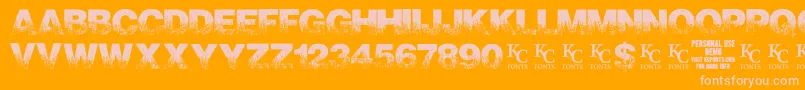 ScorchedearthdemoKcfonts-Schriftart – Rosa Schriften auf orangefarbenem Hintergrund