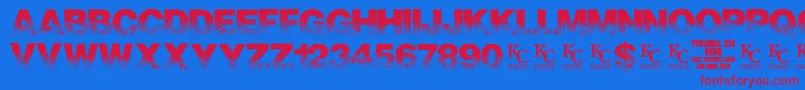 ScorchedearthdemoKcfonts Font – Red Fonts on Blue Background