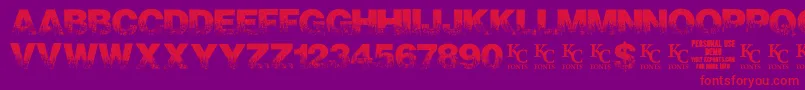 Fonte ScorchedearthdemoKcfonts – fontes vermelhas em um fundo violeta