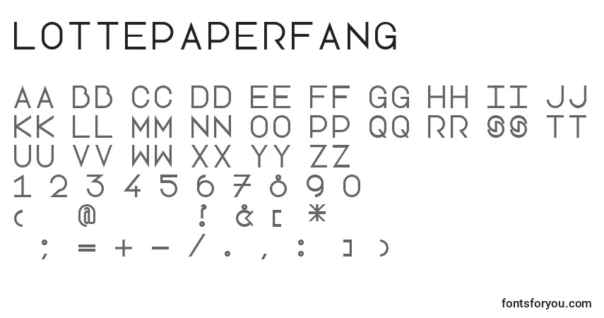 Schriftart Lottepaperfang – Alphabet, Zahlen, spezielle Symbole