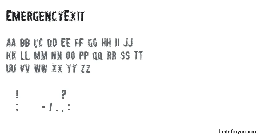 EmergencyExit Font – alphabet, numbers, special characters