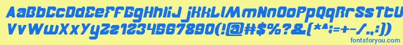 フォントBrotherBoldItalic – 青い文字が黄色の背景にあります。