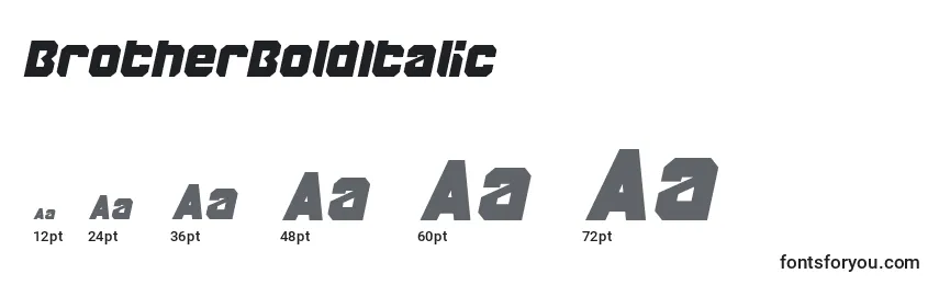 Размеры шрифта BrotherBoldItalic