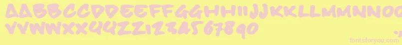 Bbhandtrial-fontti – vaaleanpunaiset fontit keltaisella taustalla