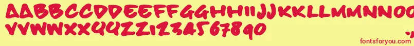 Шрифт Bbhandtrial – красные шрифты на жёлтом фоне