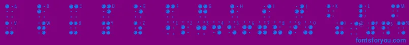 Braillelatin-Schriftart – Blaue Schriften auf violettem Hintergrund