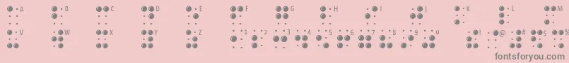 Braillelatin-Schriftart – Graue Schriften auf rosa Hintergrund