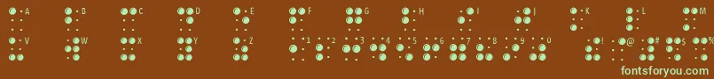 Braillelatin-fontti – vihreät fontit ruskealla taustalla