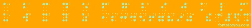 Braillelatin-Schriftart – Grüne Schriften auf orangefarbenem Hintergrund