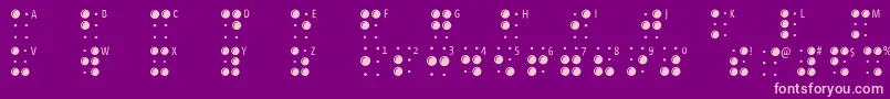 Braillelatin-Schriftart – Rosa Schriften auf violettem Hintergrund