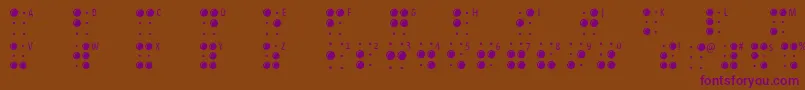 Braillelatin-Schriftart – Violette Schriften auf braunem Hintergrund