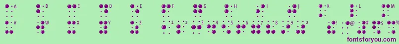 Braillelatin-fontti – violetit fontit vihreällä taustalla