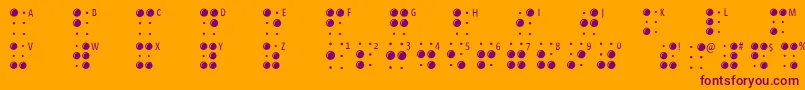 Czcionka Braillelatin – fioletowe czcionki na pomarańczowym tle