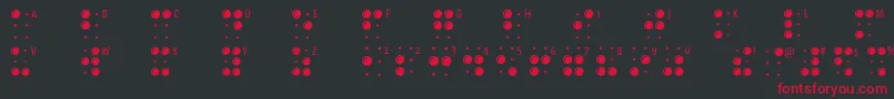 フォントBraillelatin – 黒い背景に赤い文字