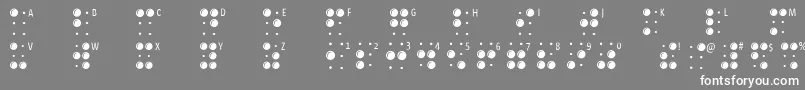 Braillelatin-fontti – valkoiset fontit harmaalla taustalla