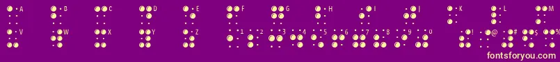 フォントBraillelatin – 紫の背景に黄色のフォント