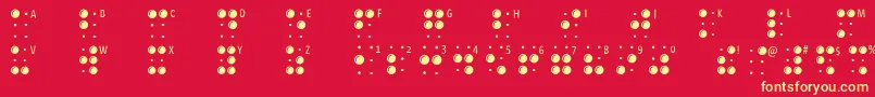 Braillelatin-fontti – keltaiset fontit punaisella taustalla