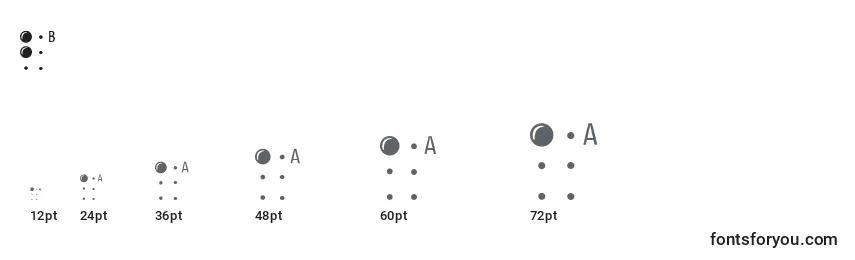 Braillelatin-fontin koot