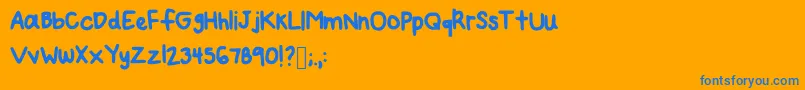 Mynewfont2 Font – Blue Fonts on Orange Background