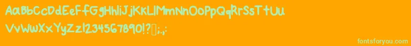 Mynewfont2 Font – Green Fonts on Orange Background