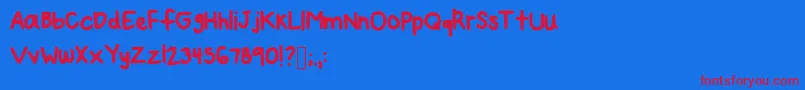 Mynewfont2 Font – Red Fonts on Blue Background