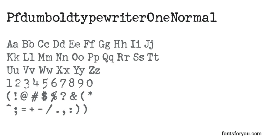 A fonte PfdumboldtypewriterOneNormal – alfabeto, números, caracteres especiais