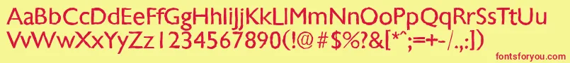 フォントChantillyantiqueRegular – 赤い文字の黄色い背景