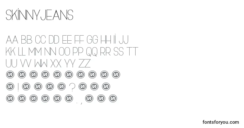Czcionka Skinnyjeans – alfabet, cyfry, specjalne znaki