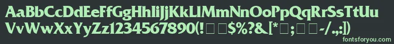 FrizzQuadrataBold-fontti – vihreät fontit mustalla taustalla