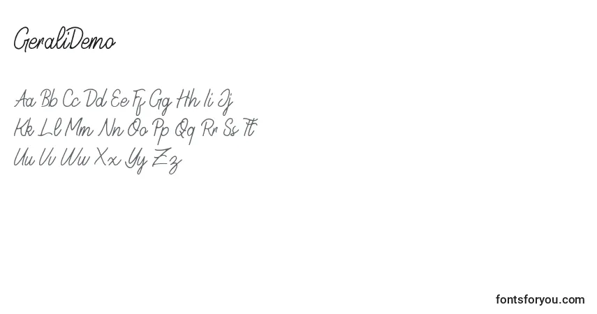 Шрифт GeraliDemo – алфавит, цифры, специальные символы