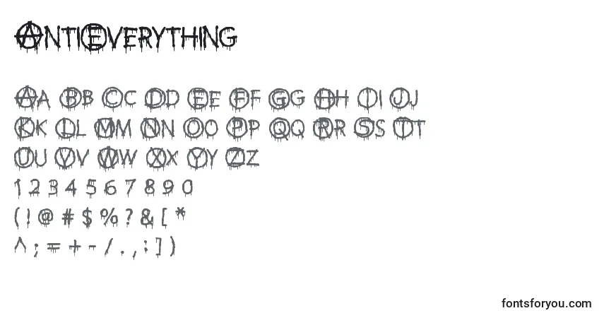 Fuente AntiEverything - alfabeto, números, caracteres especiales