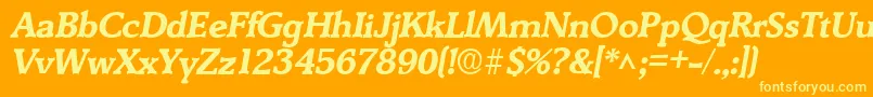 DerringerBoldItalic-Schriftart – Gelbe Schriften auf orangefarbenem Hintergrund