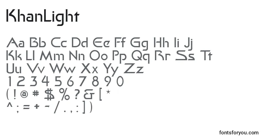 Czcionka KhanLight – alfabet, cyfry, specjalne znaki