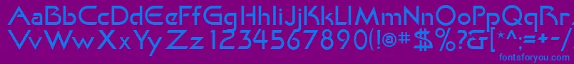 フォントKhanLight – 紫色の背景に青い文字