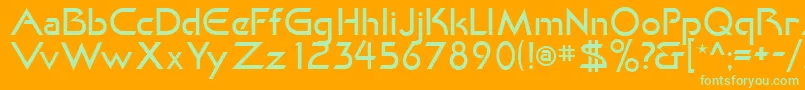 フォントKhanLight – オレンジの背景に緑のフォント