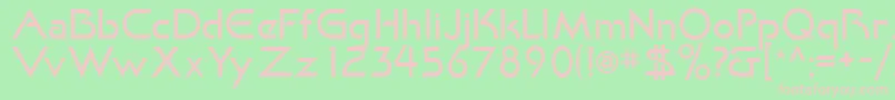 KhanLight-fontti – vaaleanpunaiset fontit vihreällä taustalla