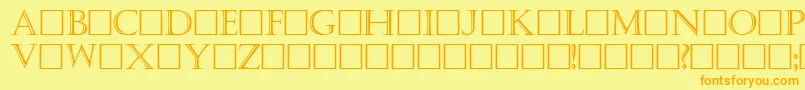 フォントKaste – オレンジの文字が黄色の背景にあります。