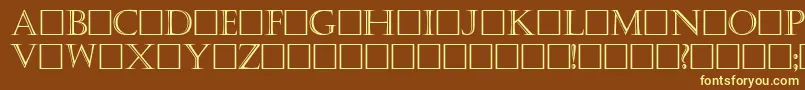 Kaste-fontti – keltaiset fontit ruskealla taustalla