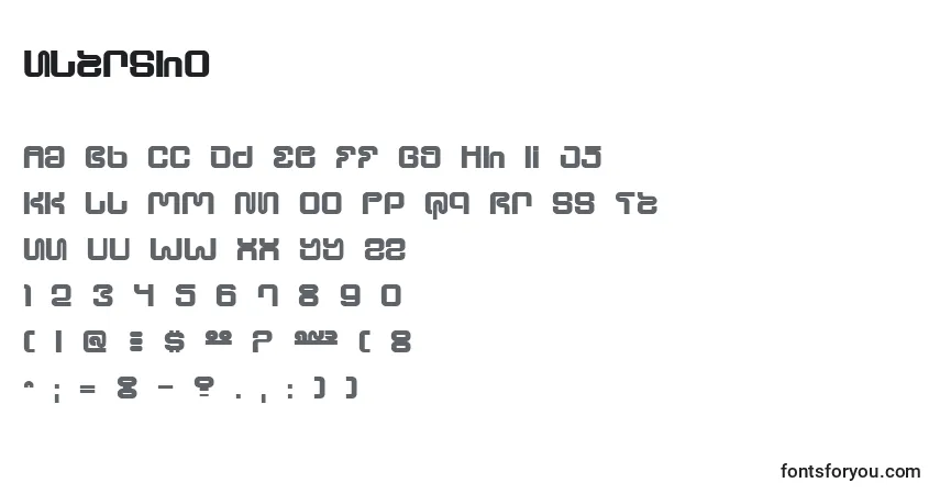 A fonte Ultrsho – alfabeto, números, caracteres especiais