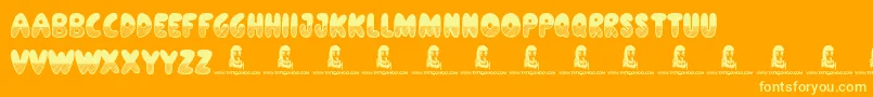 ShadesOfBlack-Schriftart – Gelbe Schriften auf orangefarbenem Hintergrund