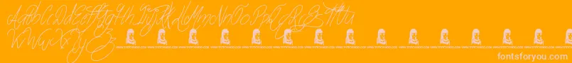 LifeAzures-Schriftart – Rosa Schriften auf orangefarbenem Hintergrund
