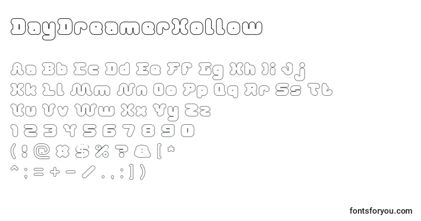Шрифт DayDreamerHollow – алфавит, цифры, специальные символы