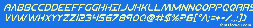 Planetncompactcondital Font – Yellow Fonts on Blue Background