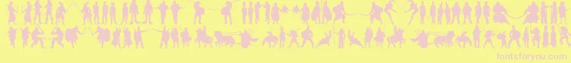 Timewarriors11-fontti – vaaleanpunaiset fontit keltaisella taustalla